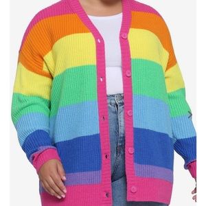 Plus Size 5x Rainbow Stripe Chunky Knit Girls Cardigan Plus Size Hot Topic 5